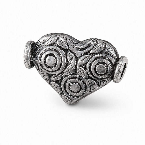 Antique Silver Metal Heart Bead Jewellery Charm 13mm PK1