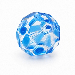 Handpainted Blue Dot Faceted Clear 10mm Glass Bead PK1