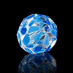 Handpainted Blue Dot Faceted Clear 10mm Glass Bead PK1