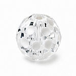 Clear Round Faceted White Spotted 10mm Glass Bead PK1