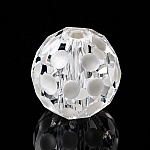 Clear Round Faceted White Spotted 10mm Glass Bead PK1