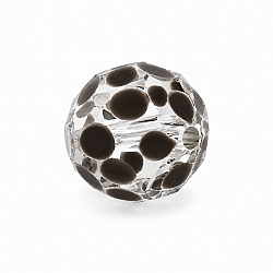 Grey Spotted Hand Painted 10mm Faceted Glass Bead PK1