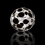 Grey Spotted Hand Painted 10mm Faceted Glass Bead PK1