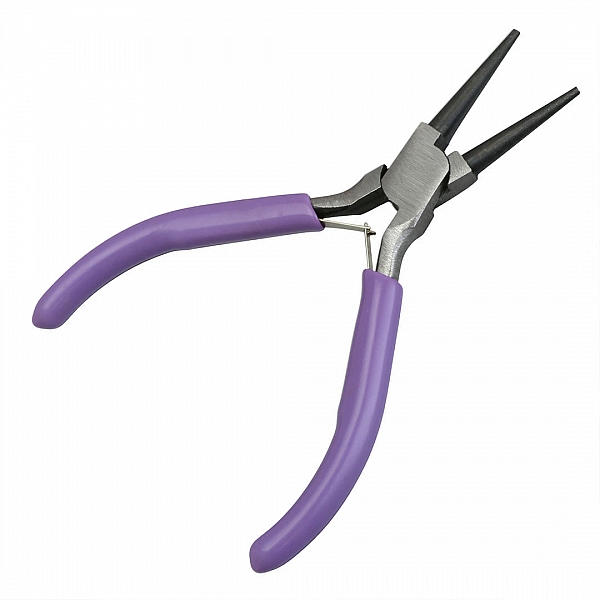 Round Nose Jewellery Pliers with Purple Handles - 120mm