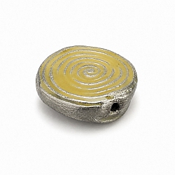 Enamelled Hypnotic Swirl Yellow Round Bead 19mm PK1