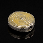 Enamelled Hypnotic Swirl Yellow Round Bead 19mm PK1