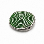 Enamelled Hypnotic Swirl Green Round Metal Bead 26mm PK1