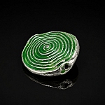 Enamelled Hypnotic Swirl Green Round Metal Bead 26mm PK1