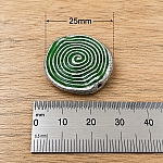 Enamelled Hypnotic Swirl Green Round Metal Bead 26mm PK1