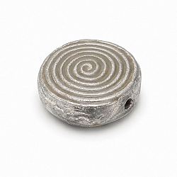 Enamelled Hypnotic Swirl Beige Round Metal Bead 19mm PK1
