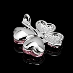 White Gold Plated Clover Pendant Pink Crystal Necklace