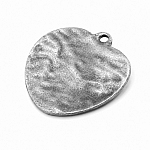 Hammered Flat Heart Charms Antique Silver 20x18mm (PK1)