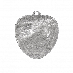 Hammered Flat Heart Charms Antique Silver 20x18mm (PK1)