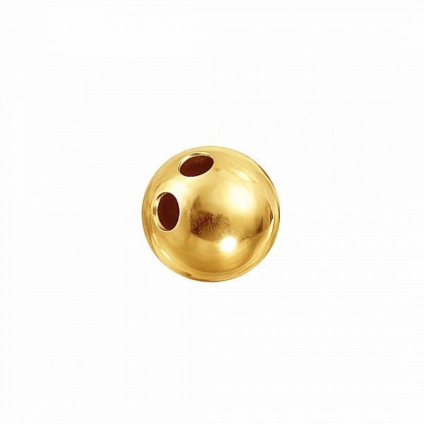 Gold Vermeil Two Hole Ball Button Bead 7mm (Pack of 1)