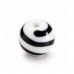 Spiral Pattern White Round Glass Bead 12mm PK1