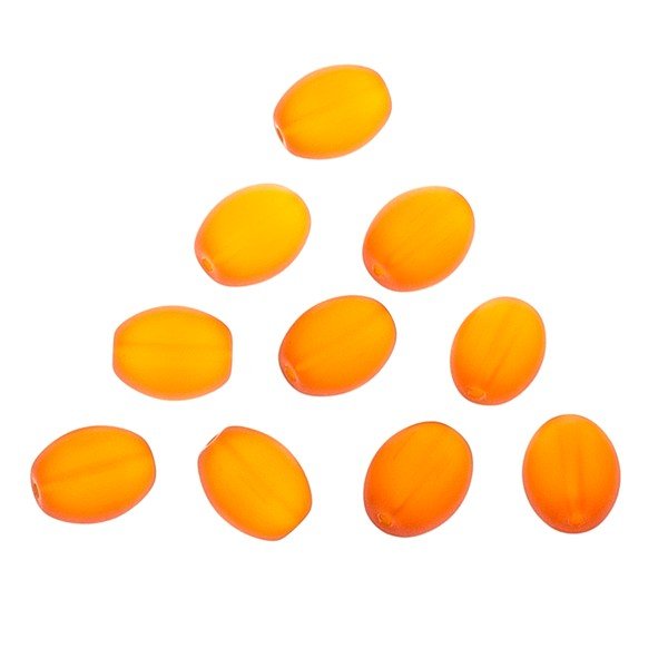 Transparent Frosted Orange Oval Glass Bead 12x10mm PK10