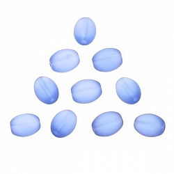 Transparent Frosted Blue Oval Glass Bead 12x10mm PK10