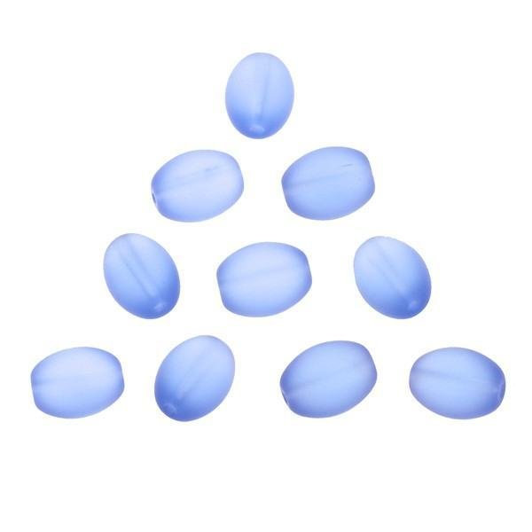 Transparent Frosted Blue Oval Glass Bead 12x10mm PK10