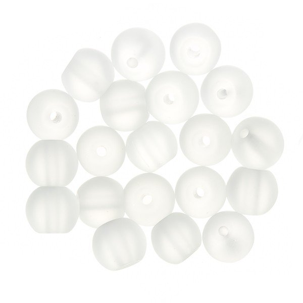 Transparent Frosted Round Glass Beads 6mm (PK20)