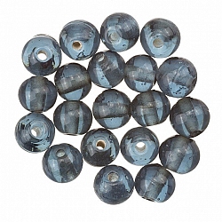 Transparent Dark Grey Round Glass Beads 6mm (PK20)
