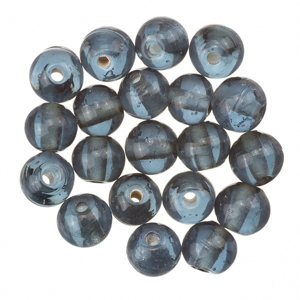 Transparent Dark Grey Round Glass Beads 6mm (PK20)