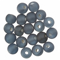 Transparent Frosted Dark Grey Round Glass Beads 6mm PK20