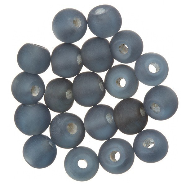 Transparent Frosted Dark Grey Round Glass Beads 6mm PK20