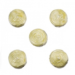 Enamelled Hypnotic Swirl Yellow Round Beads 19mm PK5