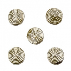 Enamelled Hypnotic Swirl Beige Round Metal Bead 19mm PK5