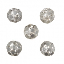 Grey Hand Painted Spotted 14mm Faceted Glass Beads PK5