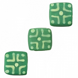 Chunky Matte Green Square Glass Beads 16x7mm PK3