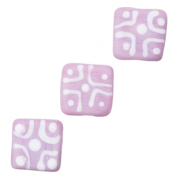 Chunky Matte Pink Square Glass Beads 16x7mm (PK3)