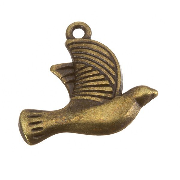 Antique Brass Dove Charm Pendants 25x21mm PK1
