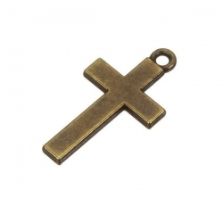 Large Antique Brass Cross Charm Pendant 30x16mm (PK1)