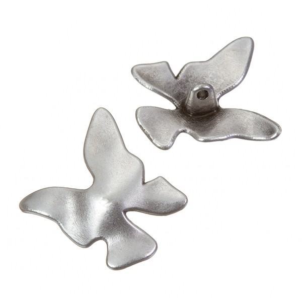 Antique Silver Butterfly Charm Pendants 17x20mm (PK2)