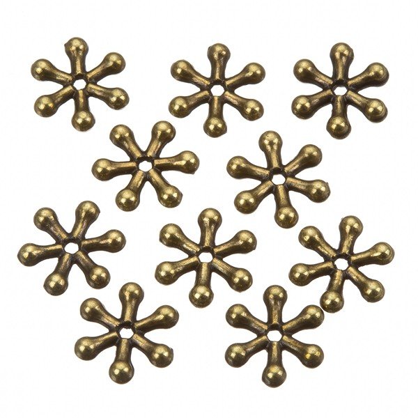 Antique Brass Snowflake Spacer Metal Beads 11mm PK10