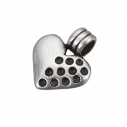 Antique Silver Cast Heart Metal Charm Pendants 20mm PK1
