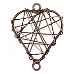 Antique Copper Wire Heart Metal Charm Pendants 38mm PK1