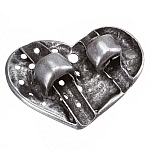 Antique Silver Cast Holed Heart Metal Charm Pendant PK1