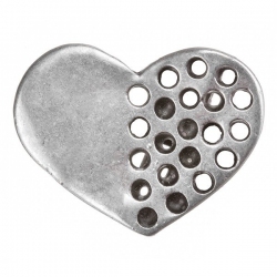 Antique Silver Cast Holed Heart Metal Charm Pendant PK1