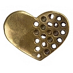 Antique Brass Cast Holed Heart Metal Charm Pendants PK1
