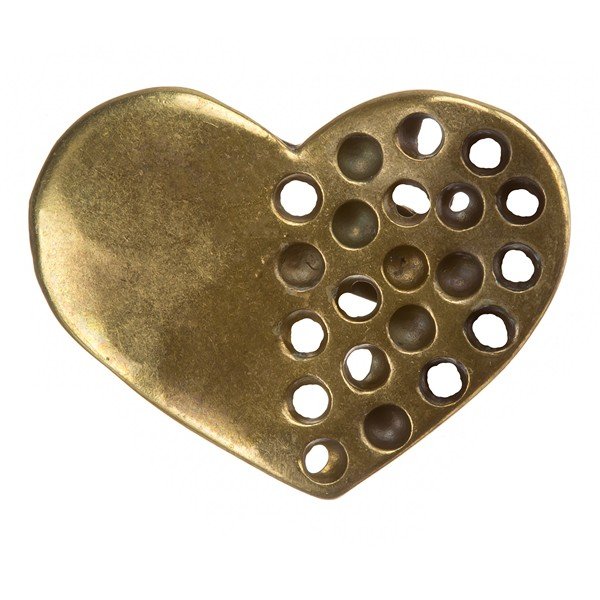 Antique Brass Cast Holed Heart Metal Charm Pendants PK1
