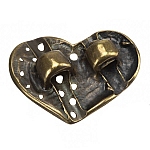 Antique Brass Cast Holed Heart Metal Charm Pendants PK1