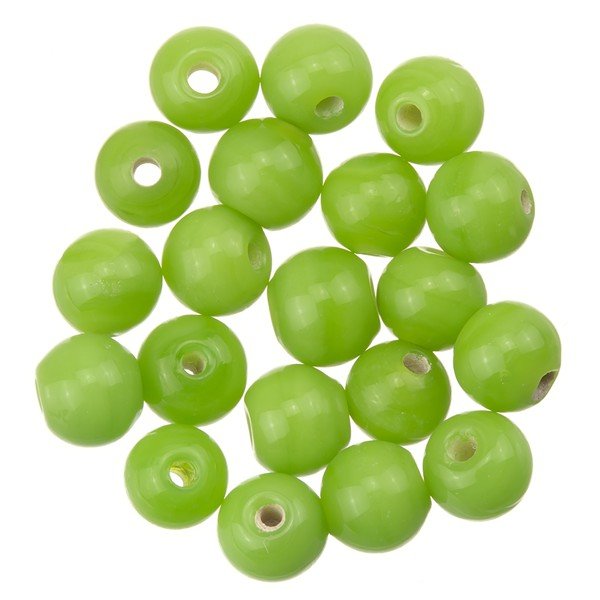 Shiny Light Green Round Glass Bead 6mm PK20