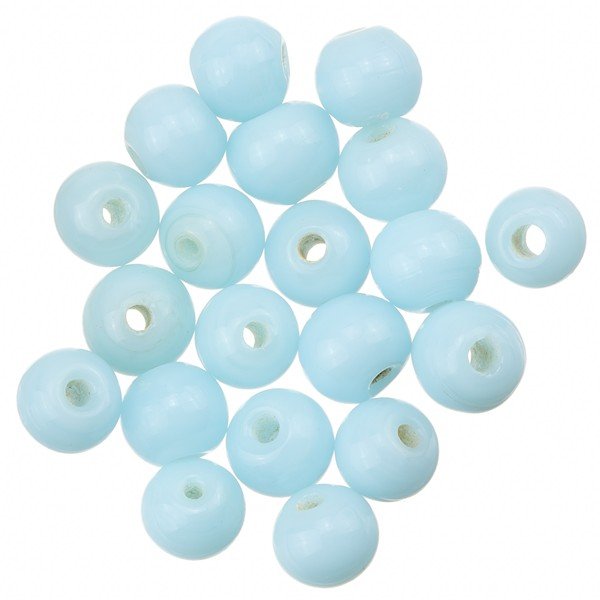 Shiny Light Blue Round Glass Bead 6mm PK20