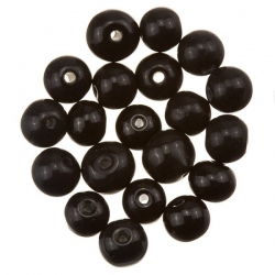 Shiny Black Round Glass Beads 6mm PK20