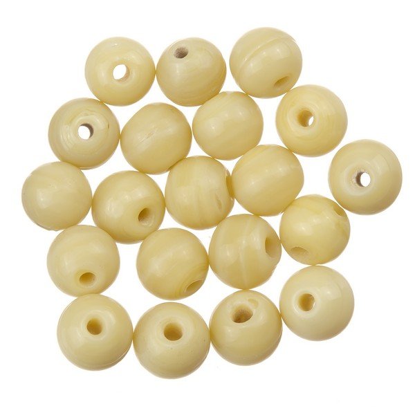 Shiny Beige Round Glass Bead 6mm PK20