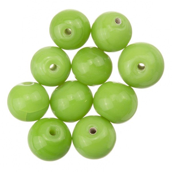 Shiny Green Round Glass Beads 8mm PK10
