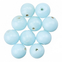 Opaque Shiny Light Blue Round Glass Beads 8mm PK10
