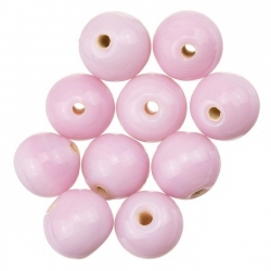 Shiny Pink Round Glass Beads 8mm PK10